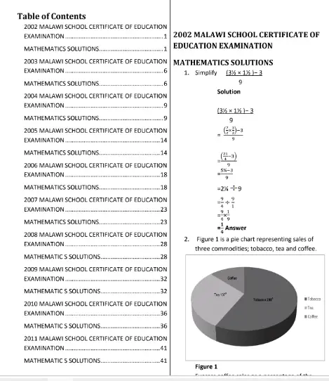 Maths Model Answers From 2002-2011