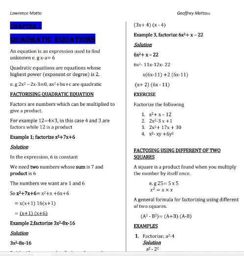 Maths Model Answers