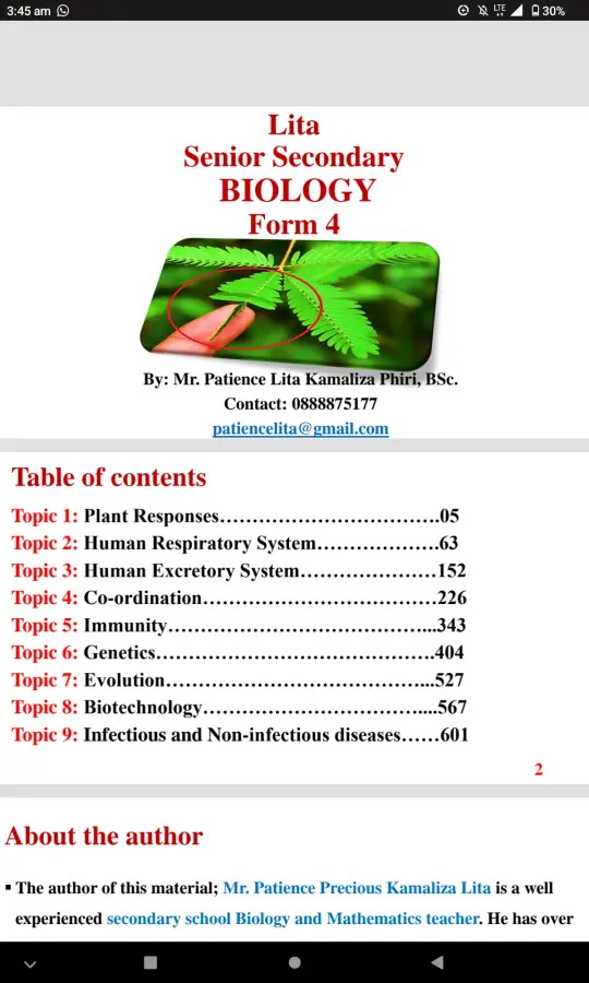 Senior Secondary BIOLOGY Form 4