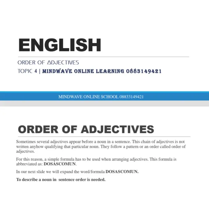 Order Of Adjective