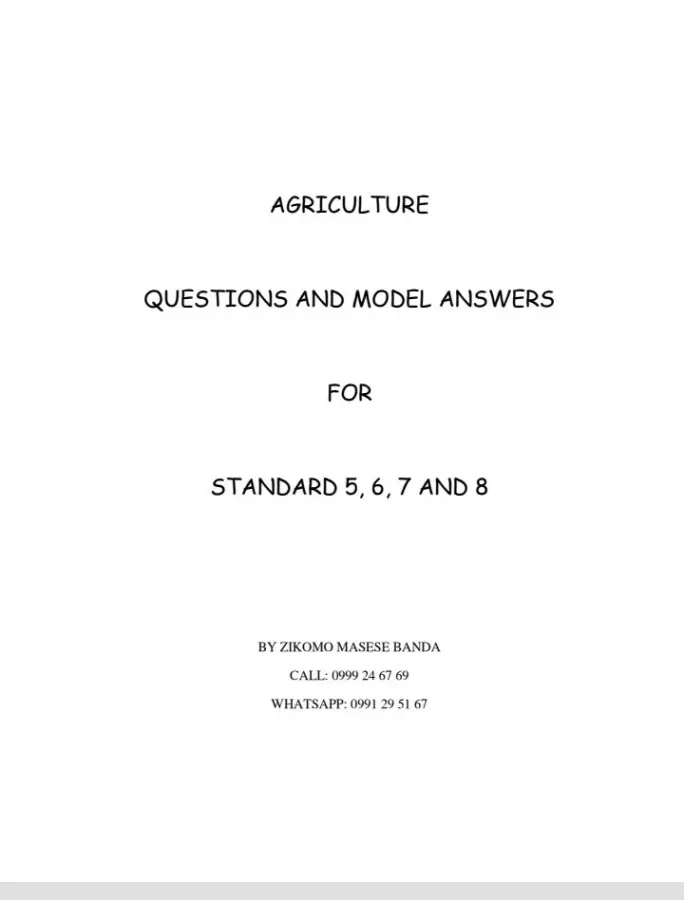 PSCLE Agriculture Questions and Model Answers