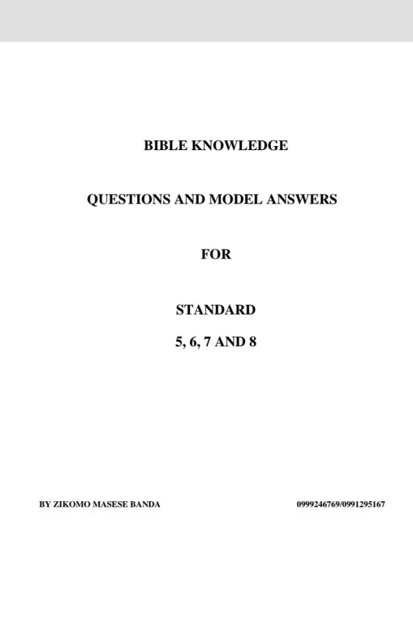 PSCLE Bible Knowledge Questions and Model Answers