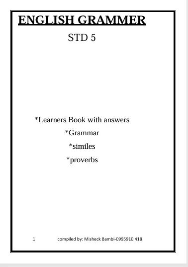 English Grammar For Standard 5