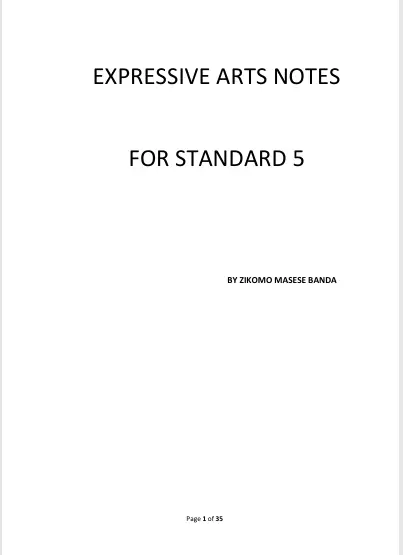 Expressive Arts Notes For Standard 5