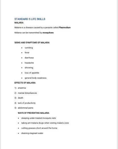 Life Skills For Standard 5
