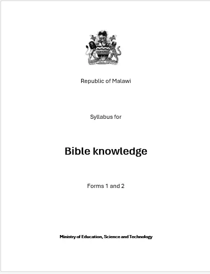 Syllabus for Bible knowledge Forms 1 and 2